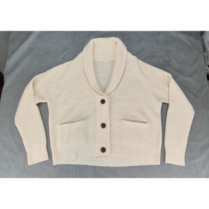 Lilysilk Wool-Cashmere Blend Preppy Women’s Shawl Collar White Cardigan Size M